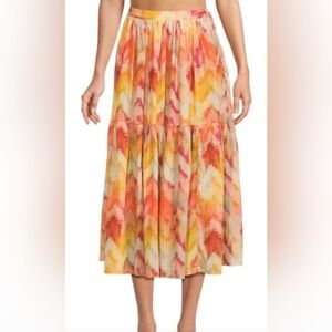BA & SHJupe Amalia Chevron Print Midi Skirt